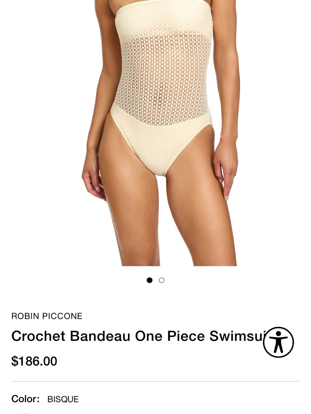 Robin Piccone Bisque Crochet Strapless One-Piece Swimsuit
